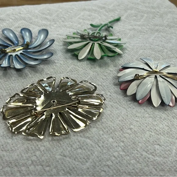 Vintage MCM Colorful Retro Flower Brooch Set 60s 70s Hippie Colorful Floral - Picture 14 of 14
